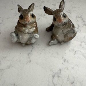 Decorative Ceramic Bunny Figurines - Brown/Gray (Brand Unspecified)